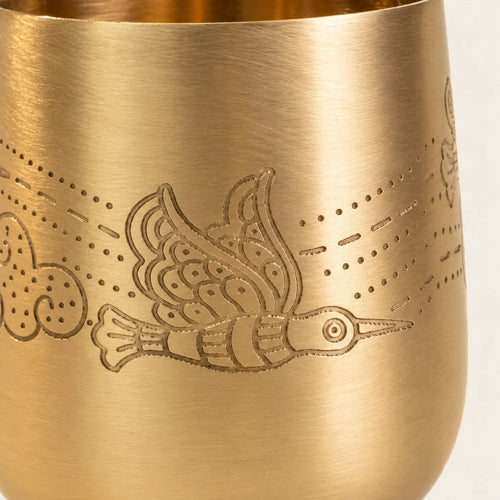Amber Pakshi Brass Glasses Gift (Set of 6)
