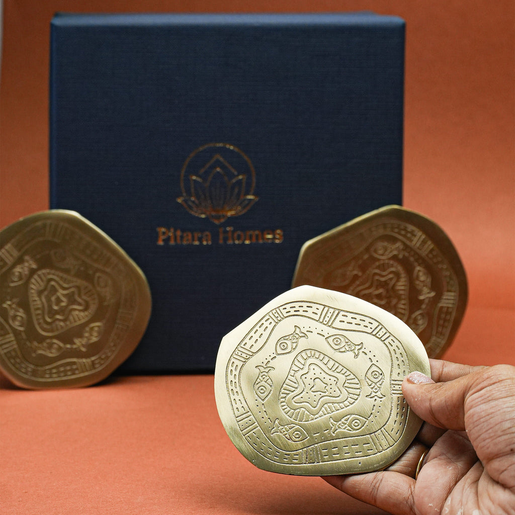 Jal Katha Brass Coaster (Set of 2)