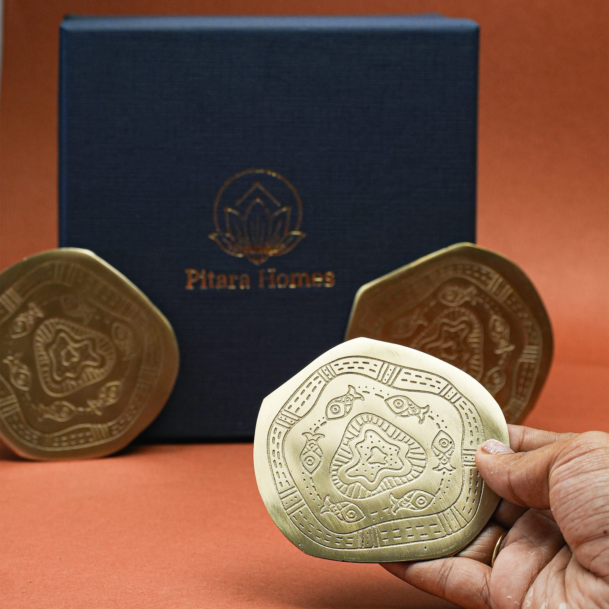Jal Katha Brass Coaster (Set of 2)