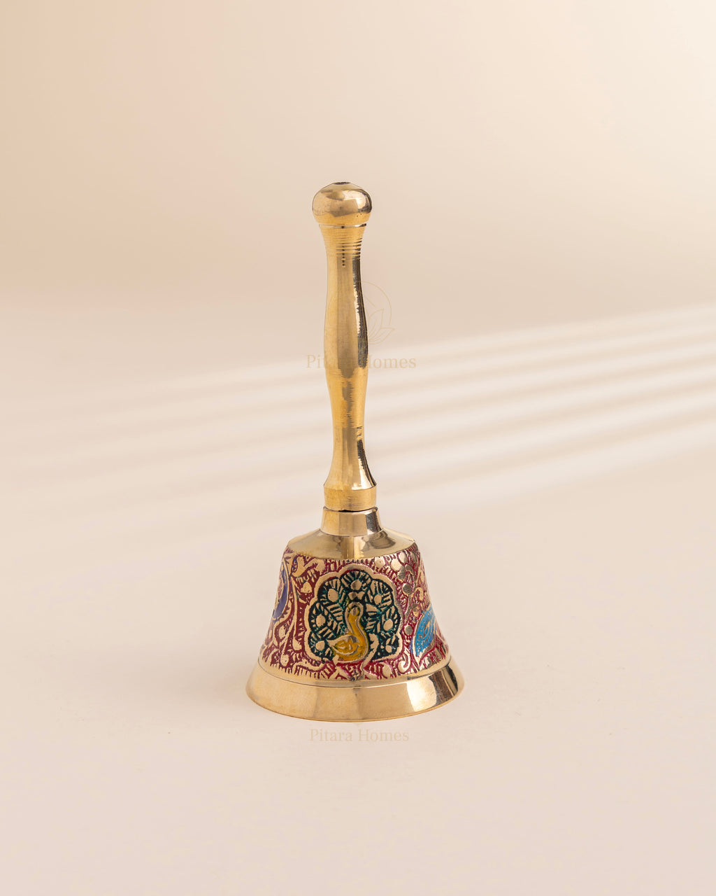 Pure Brass Peacock Meenakari Hand bell