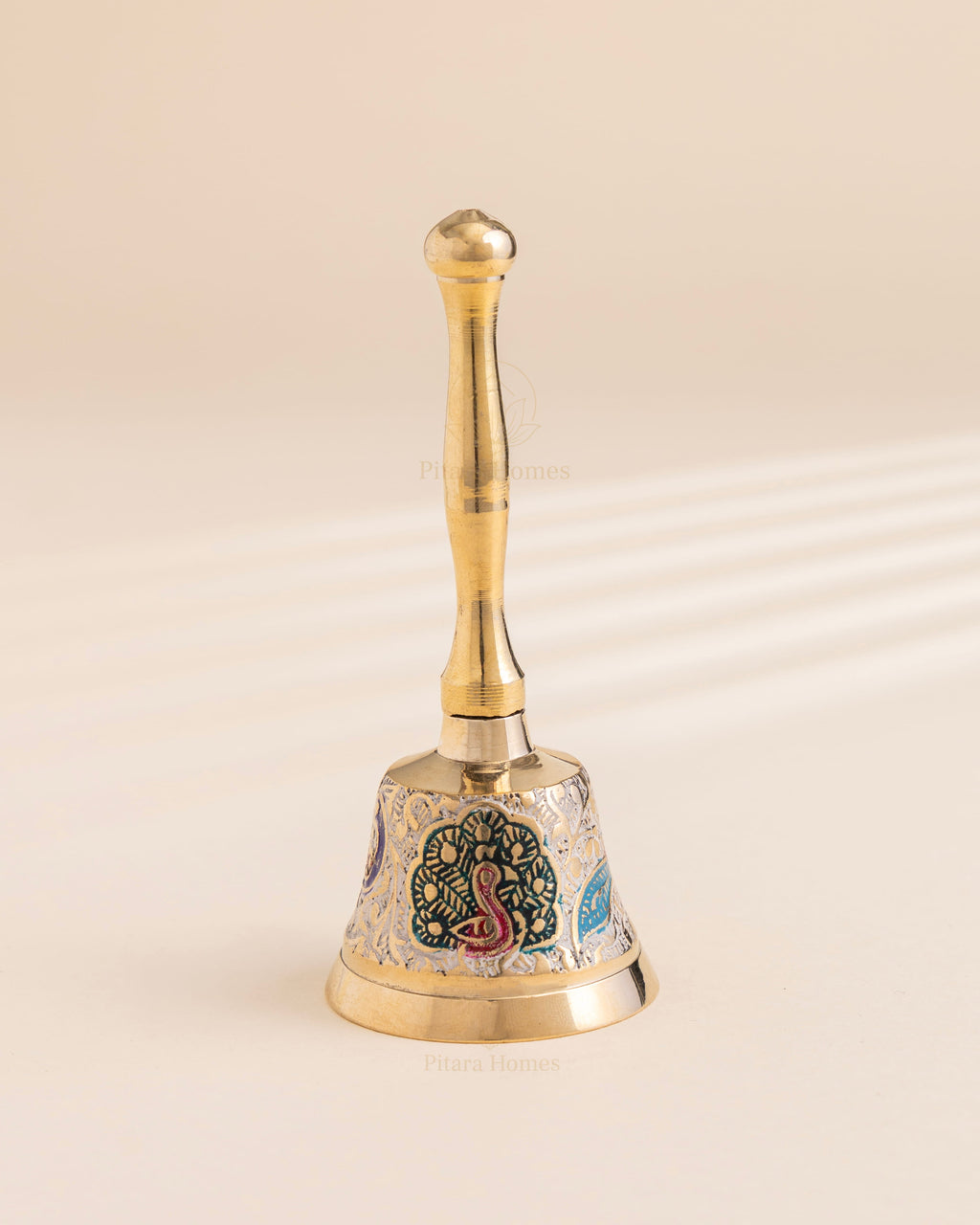 Pure Brass Peacock Meenakari Hand bell