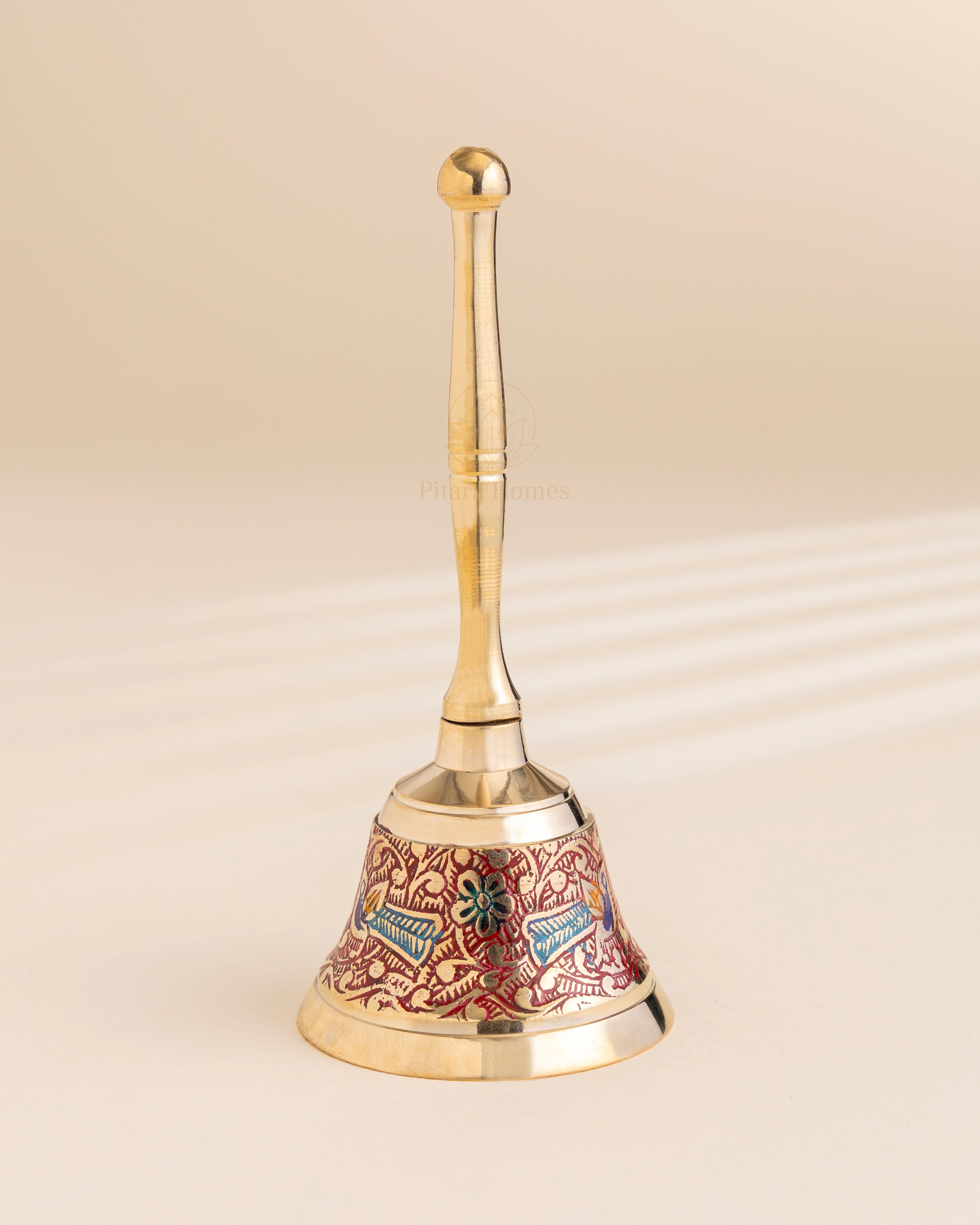 Pure Brass Peacock Meenakari Hand bell