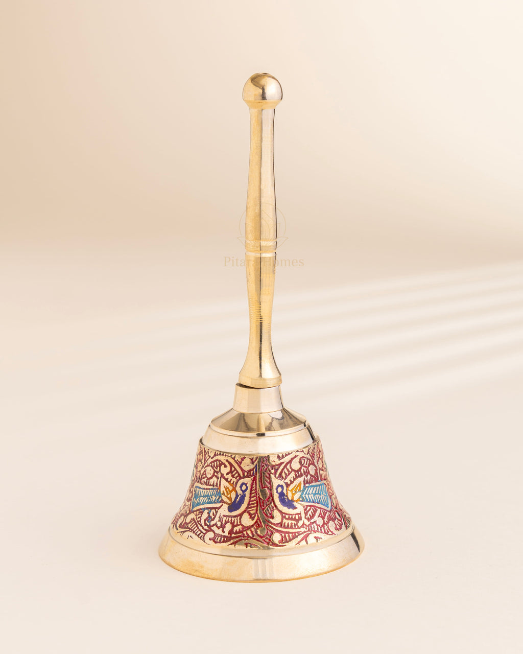 Pure Brass Peacock Meenakari Large Hand bell