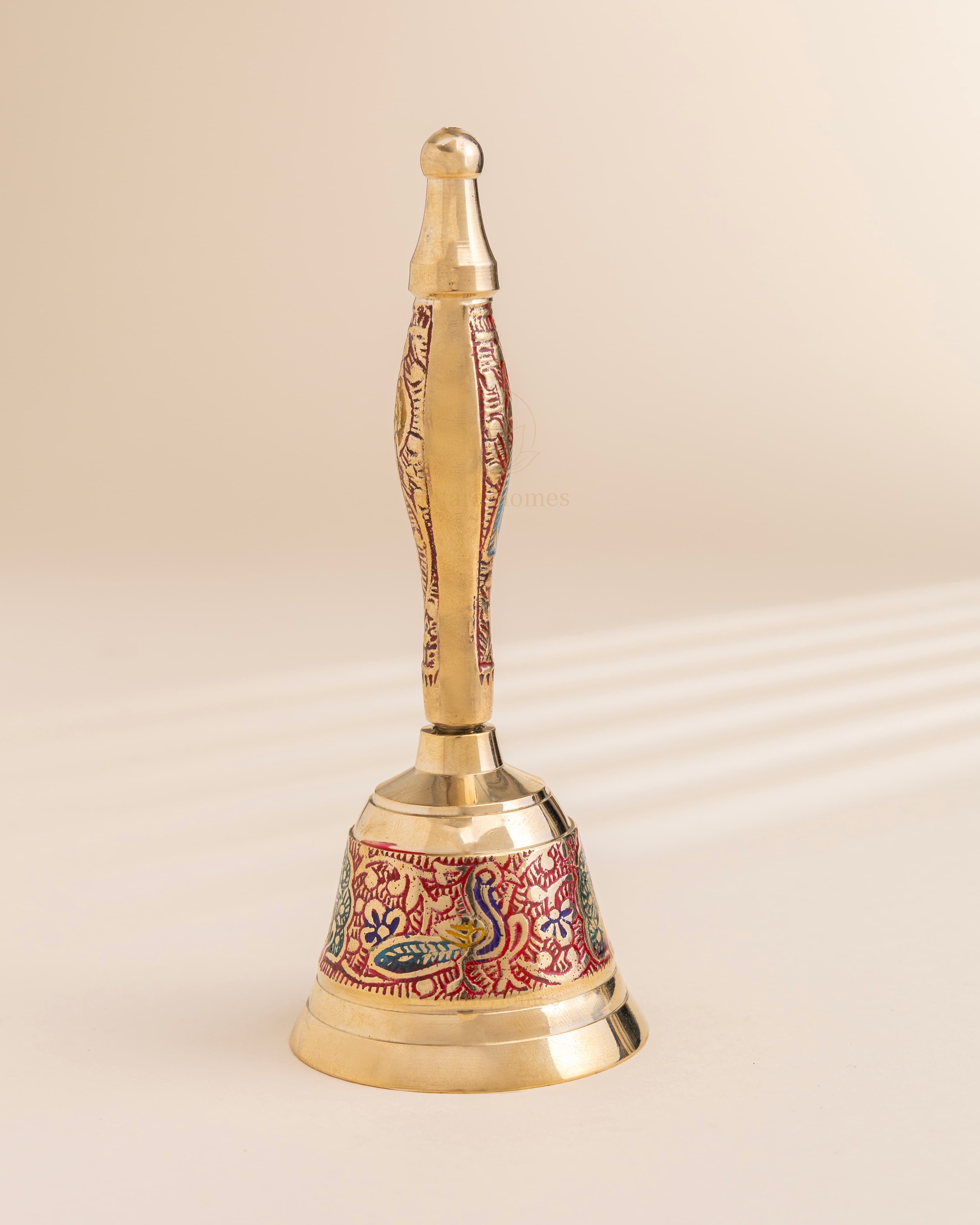 Pure Brass Peacock Meenakari Hand bell