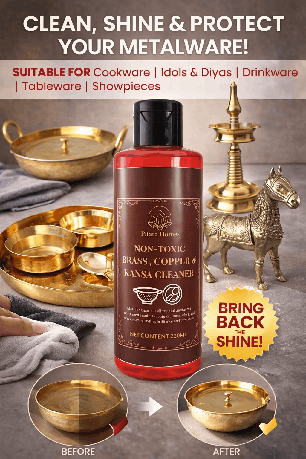 Pitara Homes cleaner agent- Brass,Copper, Bronze
