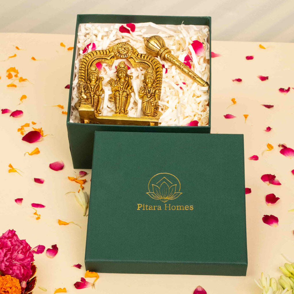 Pure Brass Ram Darbar Idol and Gada Gift Box