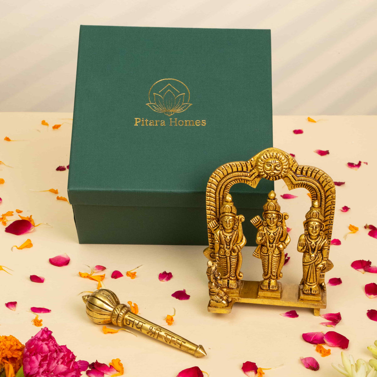 Pure Brass Ram Darbar Idol and Gada Gift Box