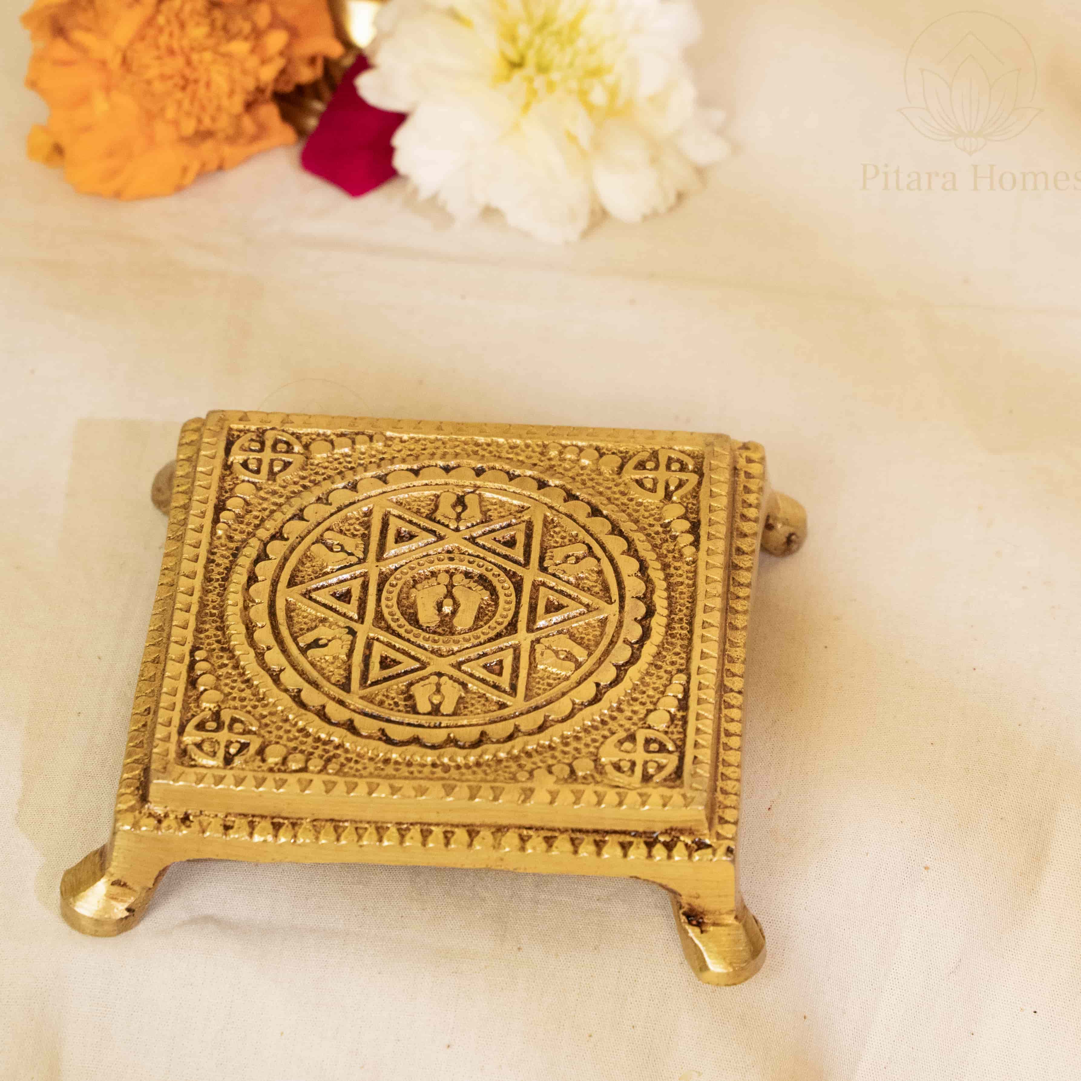 Pure Brass Charan Paduka Chawki