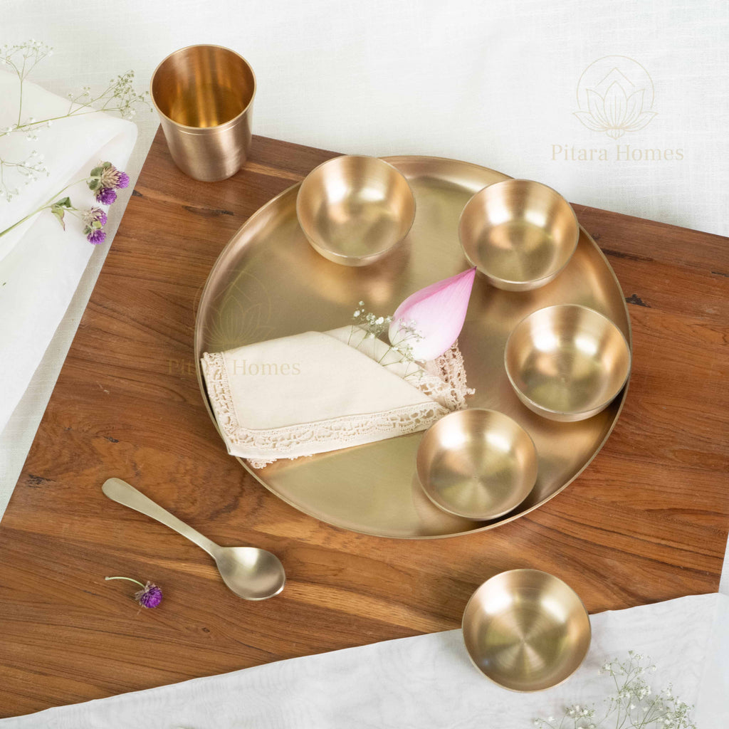 Maharaja Kansa/Bronze 13inch Thali (Set of 8)