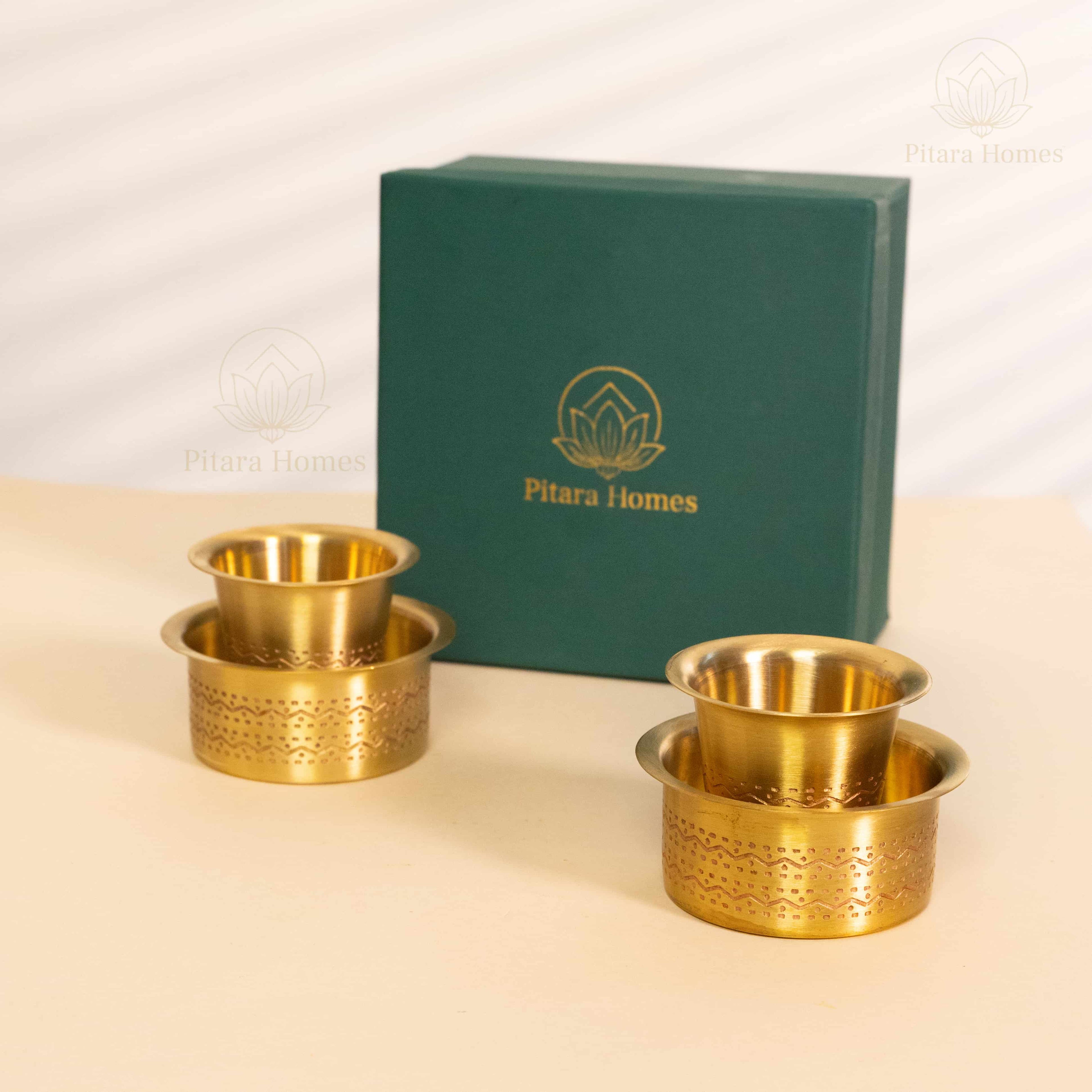 Matte Finish Brass Coffee / Dabara Set South Indian Style