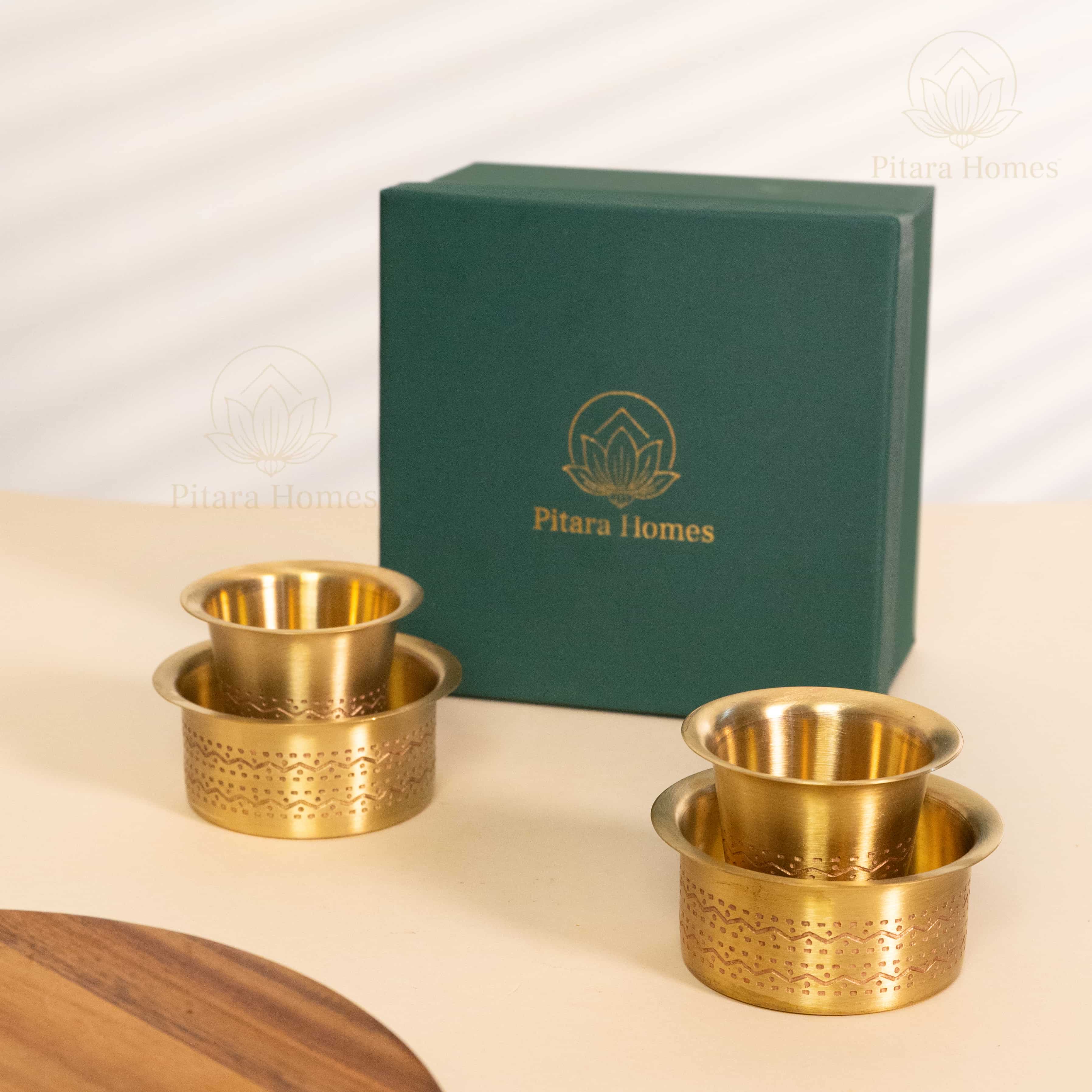 Matte Finish Brass Coffee / Dabara Set South Indian Style
