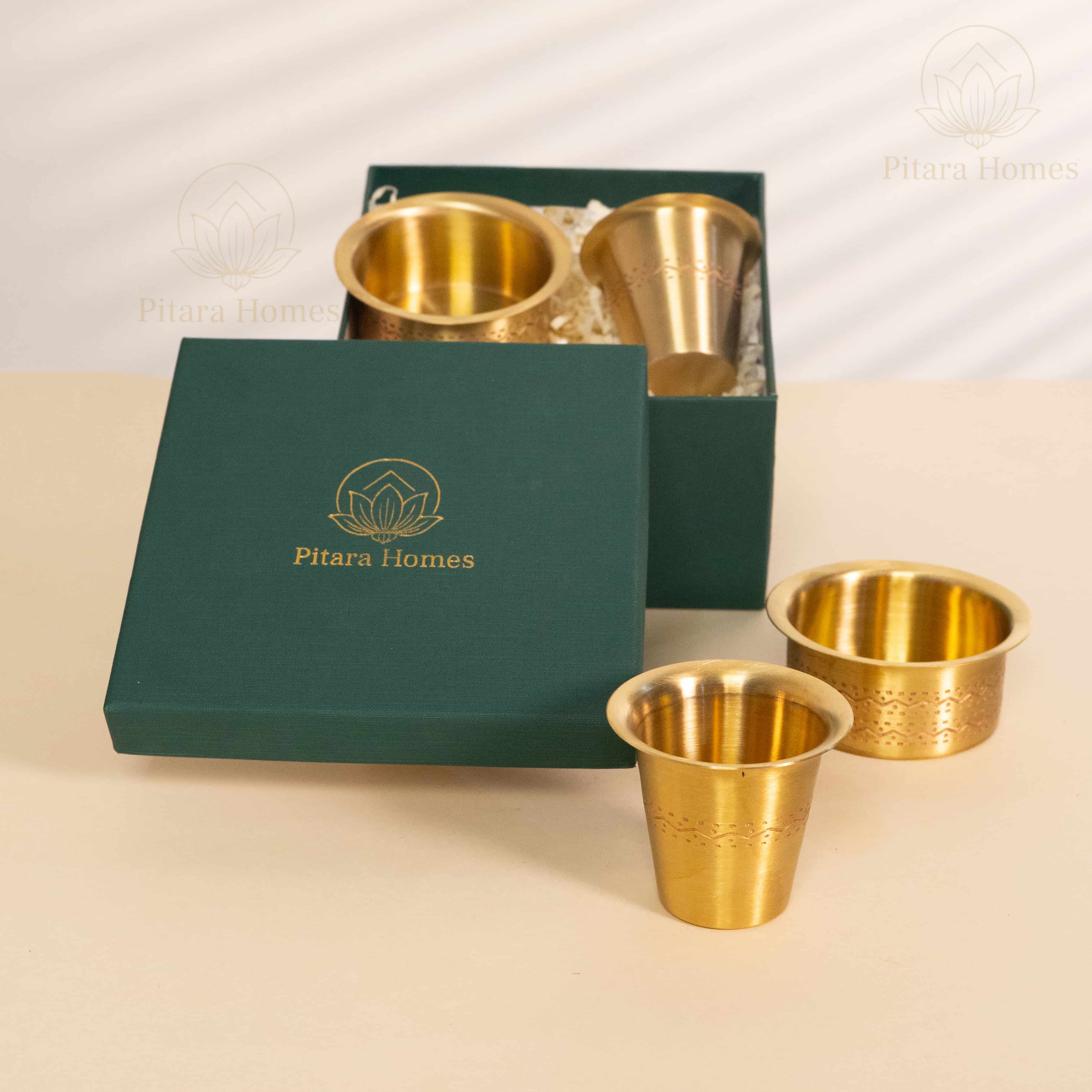Matte Finish Brass Coffee / Dabara Set South Indian Style