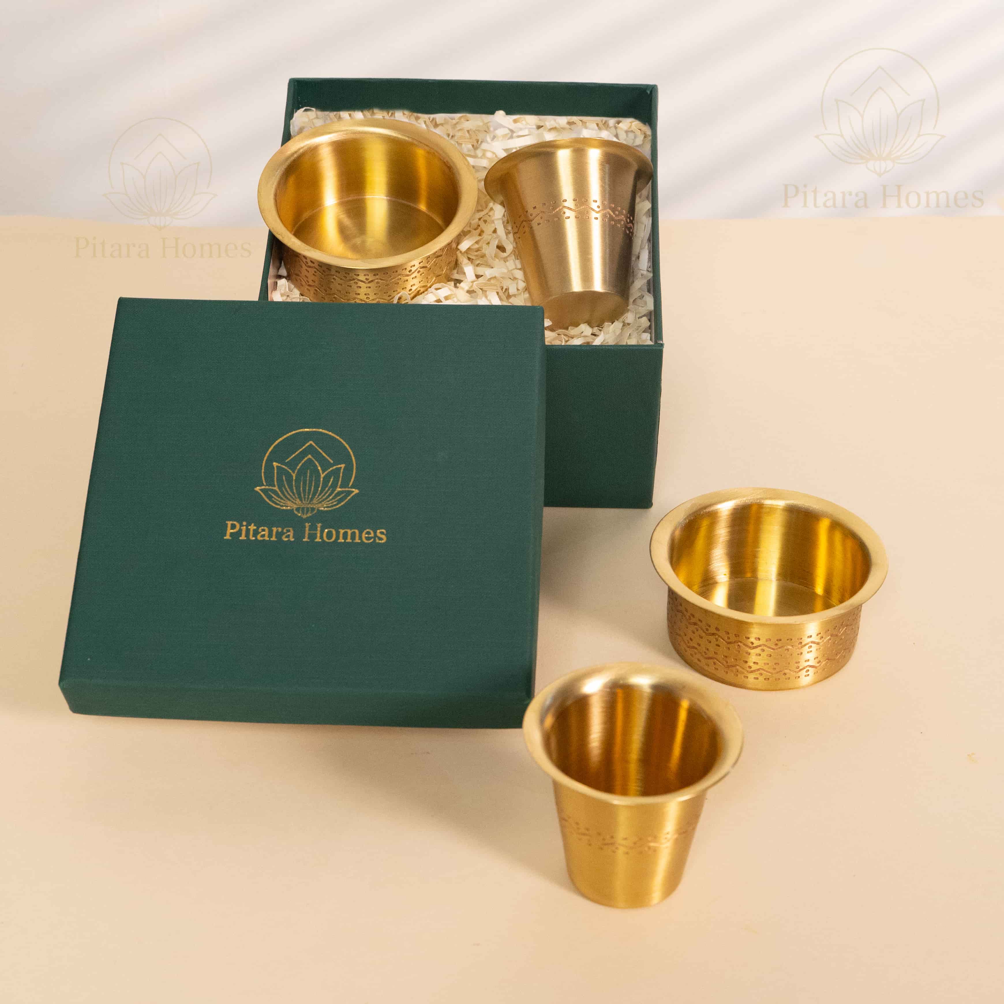 Matte Finish Brass Coffee / Dabara Set South Indian Style