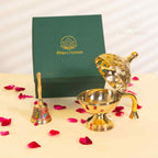 Traditional Brass Incense with Small Temple Bell