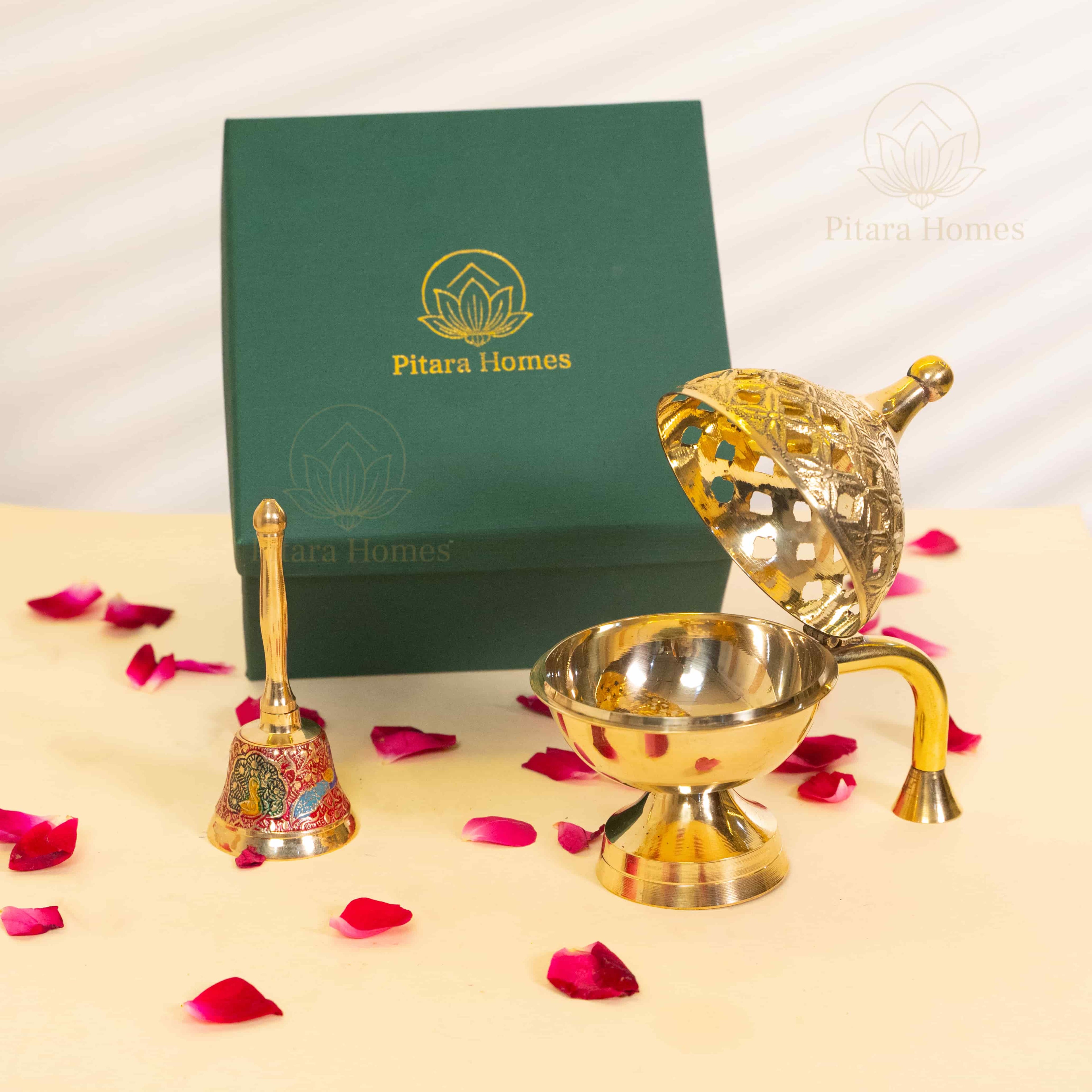 Traditional Brass Incense with Small Temple Bell