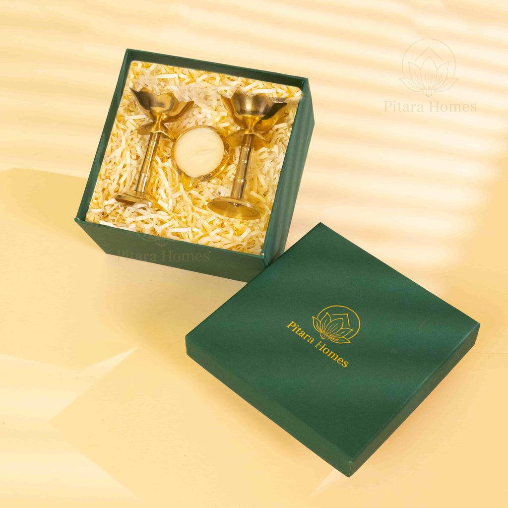 Beautiful Lotus Diya with Brass candle