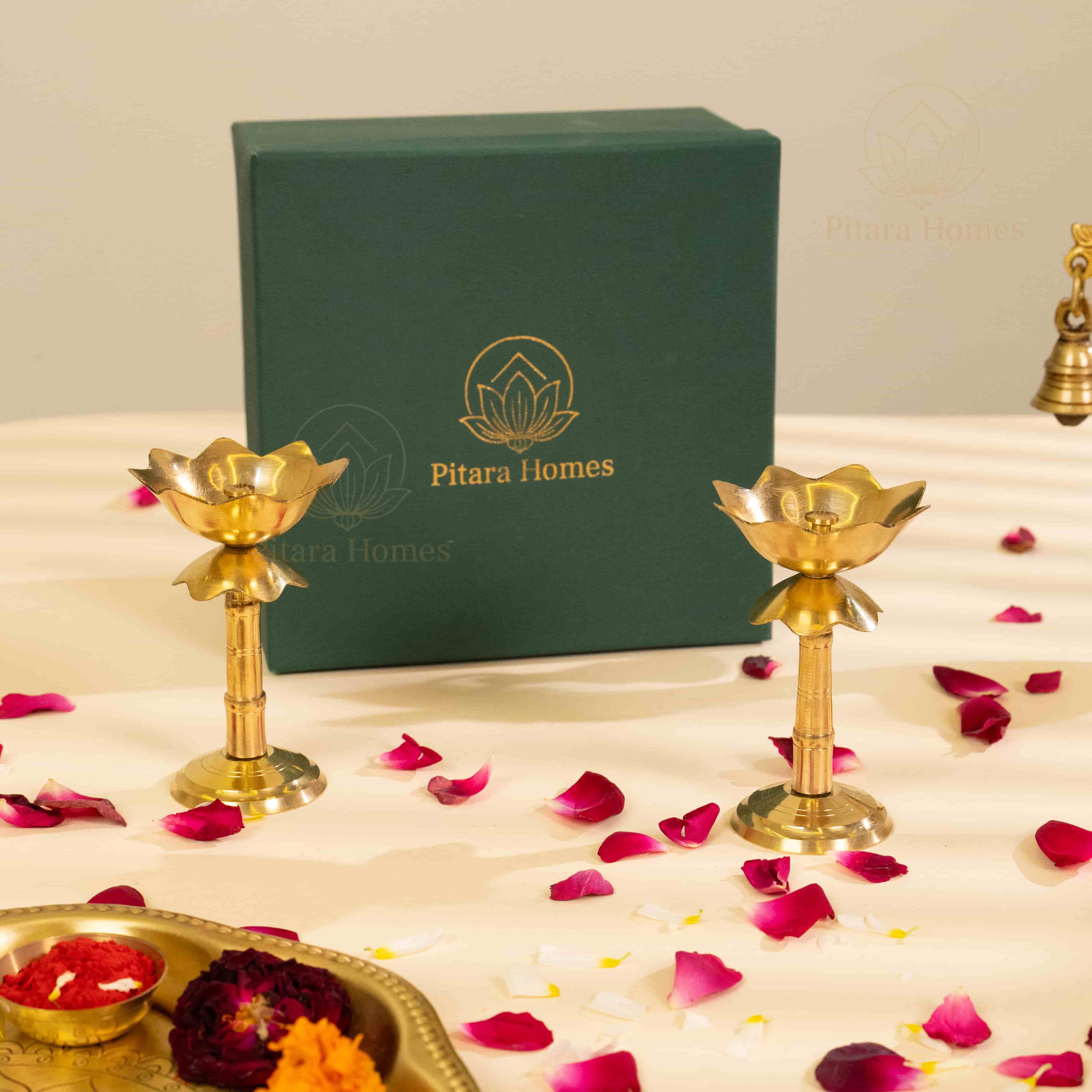 Beautiful Lotus Diya with Brass candle