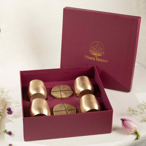 Amber Pakshi Glasses & Jal Katha Coasters Gift Set