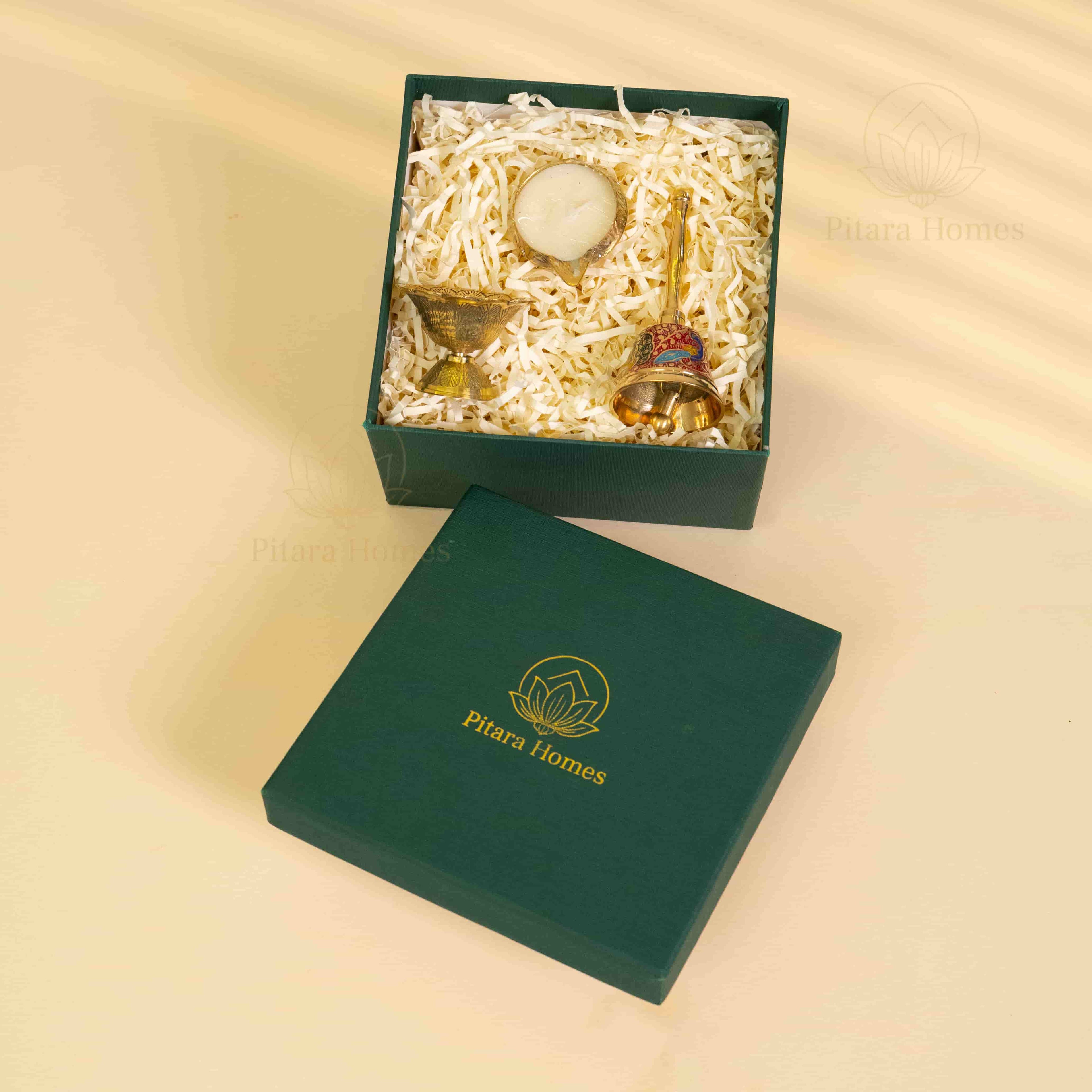 Divine Meenakari bell with Diya & Brass Candle