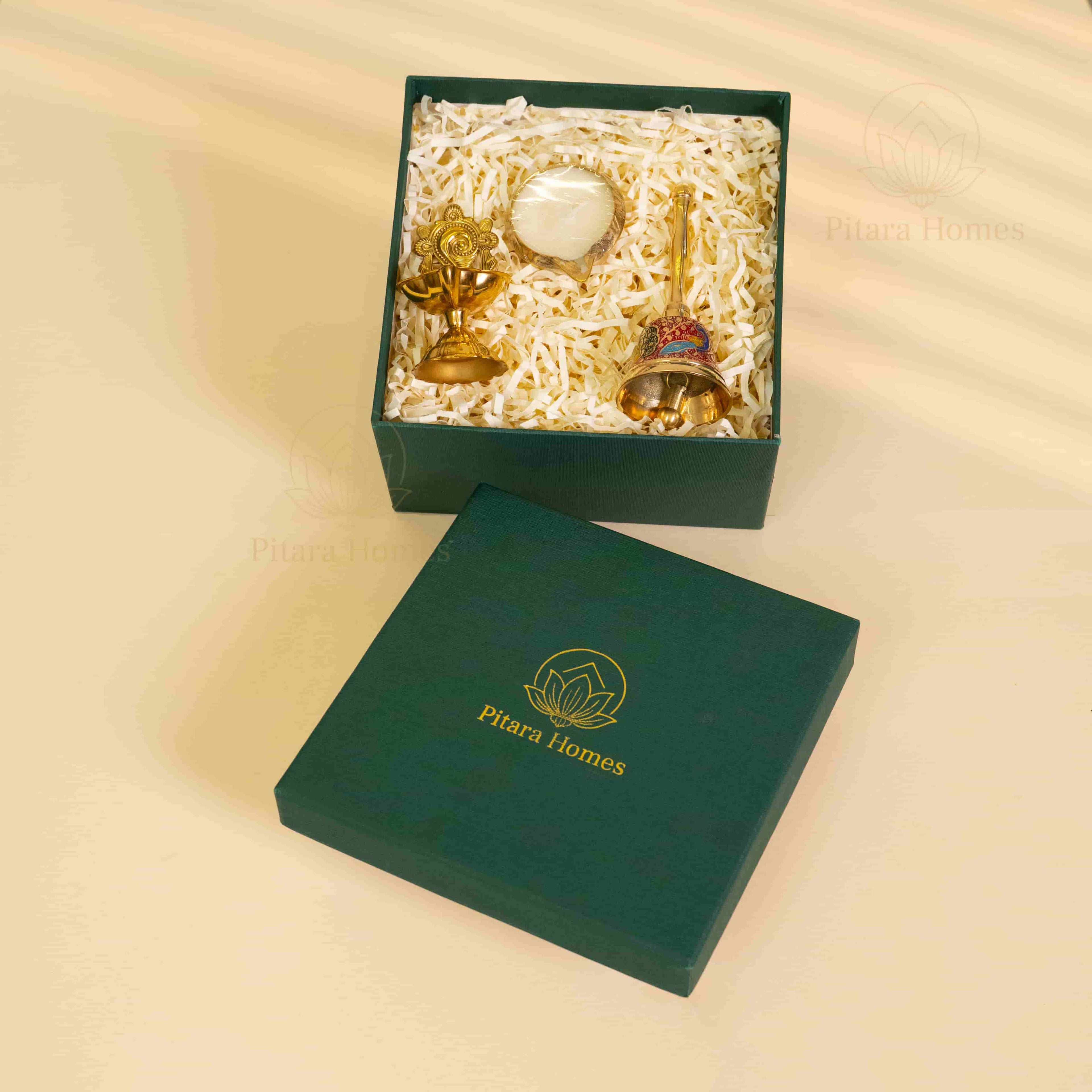 Divine Meenakari bell with Diya & Brass Candle