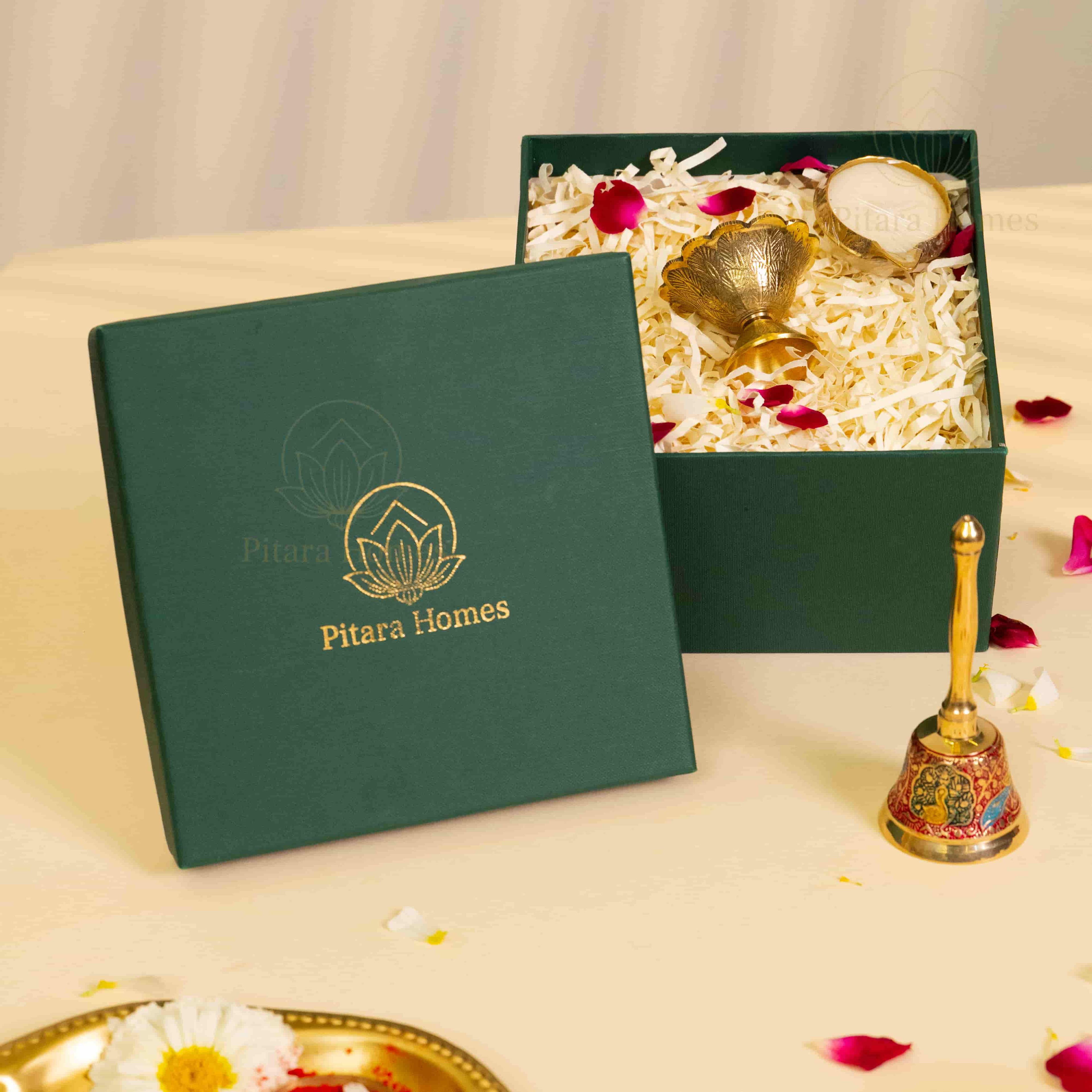 Divine Meenakari bell with Diya & Brass Candle