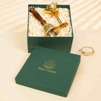 Divine Wooden Bell with Lotus Diya & Brass Candle