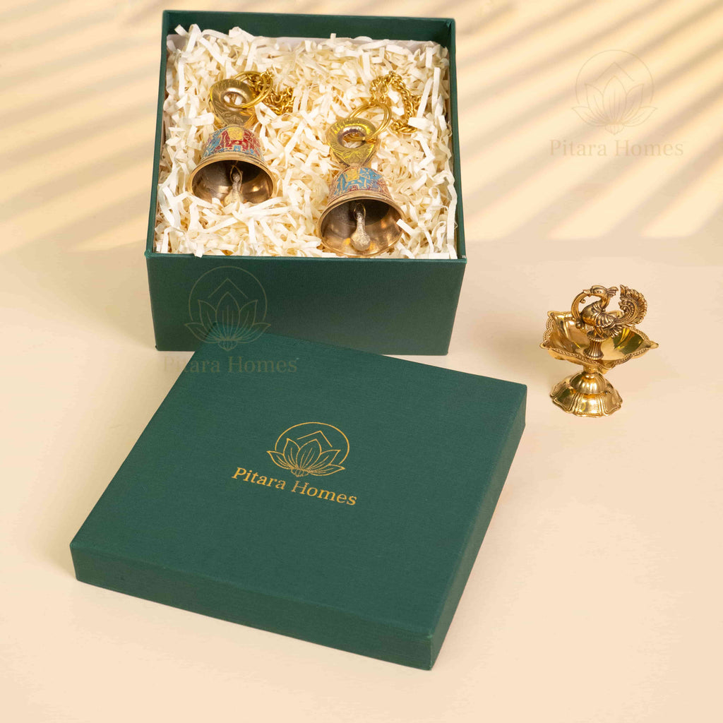 Decorative Hanging Bell set with Peacock Diya
