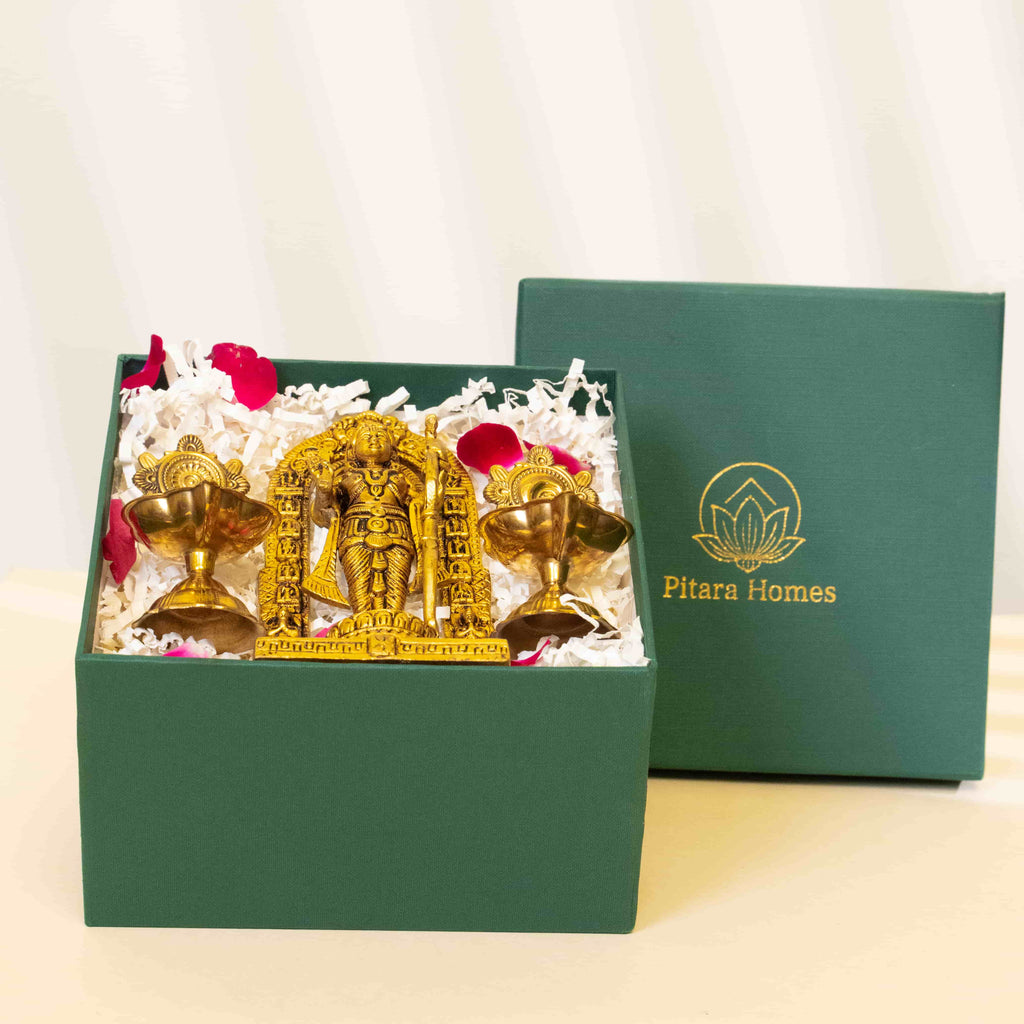 Ram Ji Idol with Shankh-Chakra Diya Devotional Decor