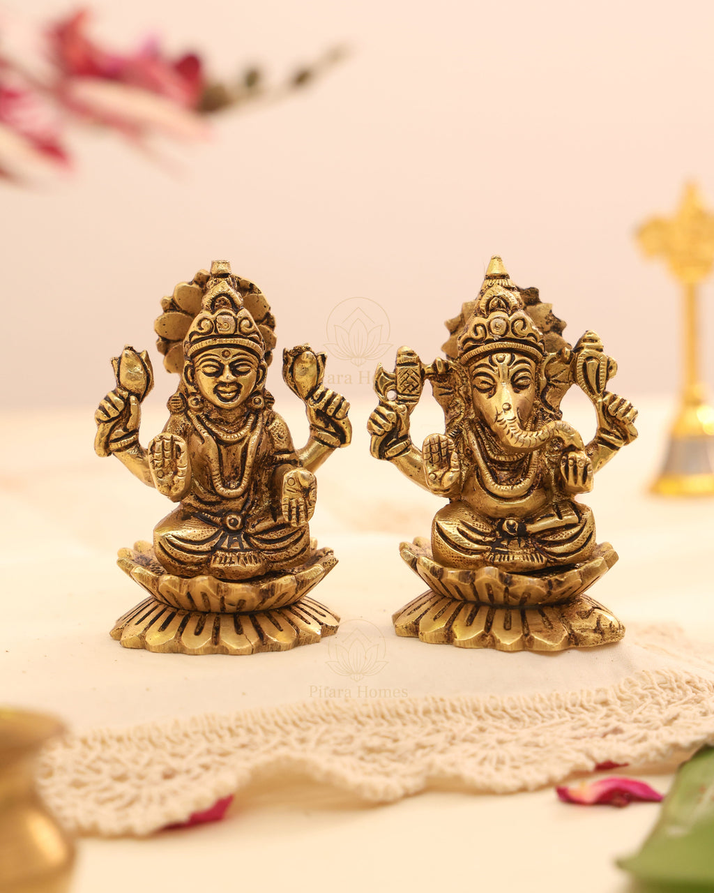 Pure Brass Ganeshji and Laxmiji Idol