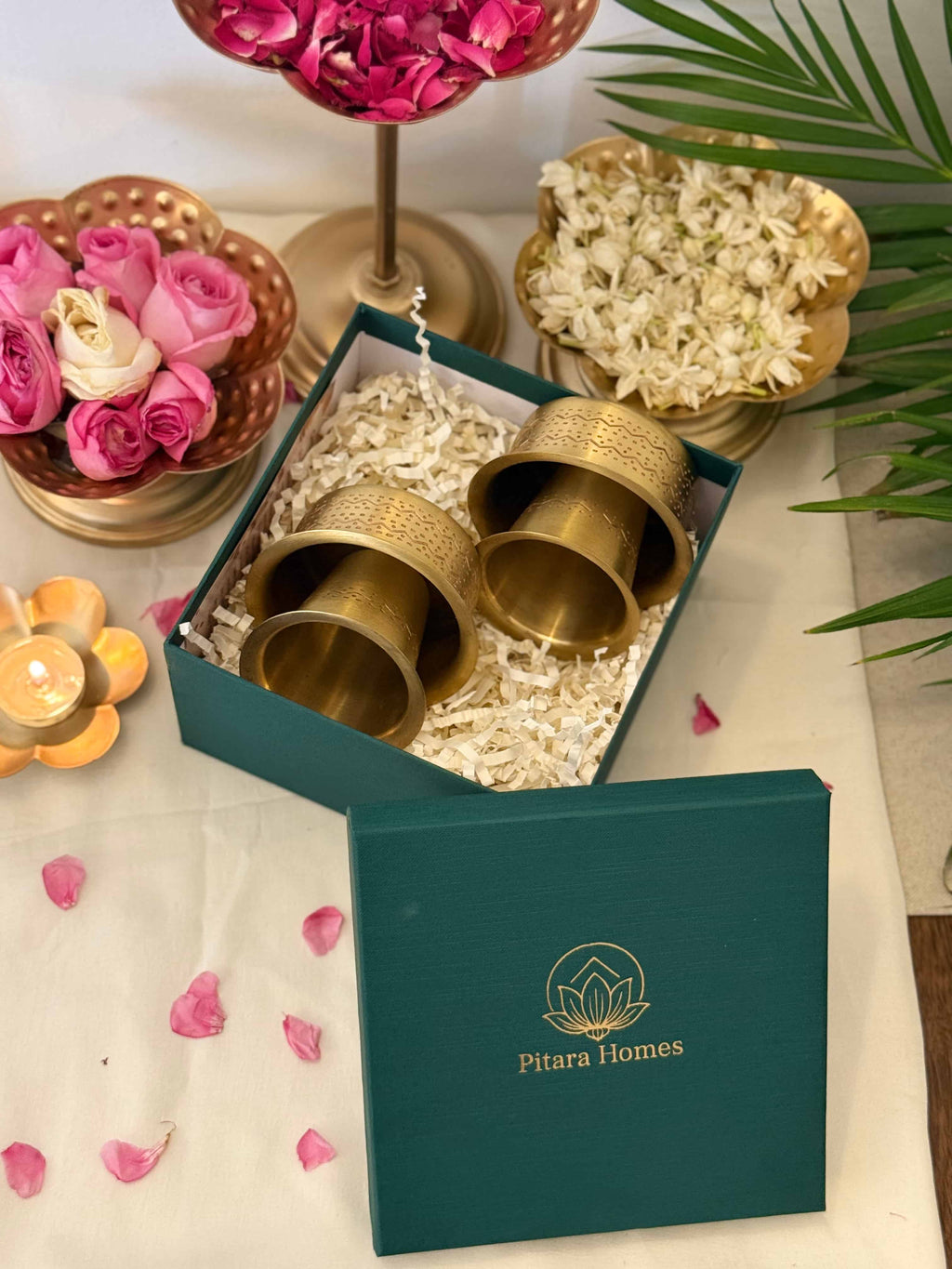 Matte Finish Brass Coffee / Dabara Set South Indian Style
