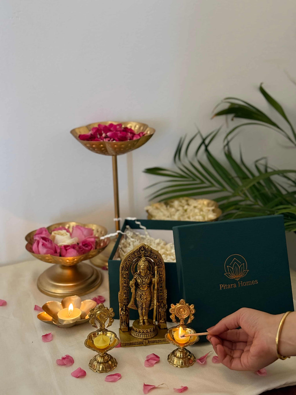 Ram Ji Idol with Shankh-Chakra Diya Devotional Decor
