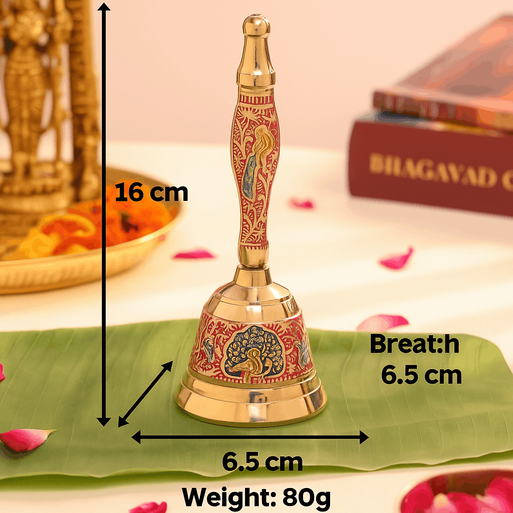 Pure Brass Peacock Meenakari Hand bell