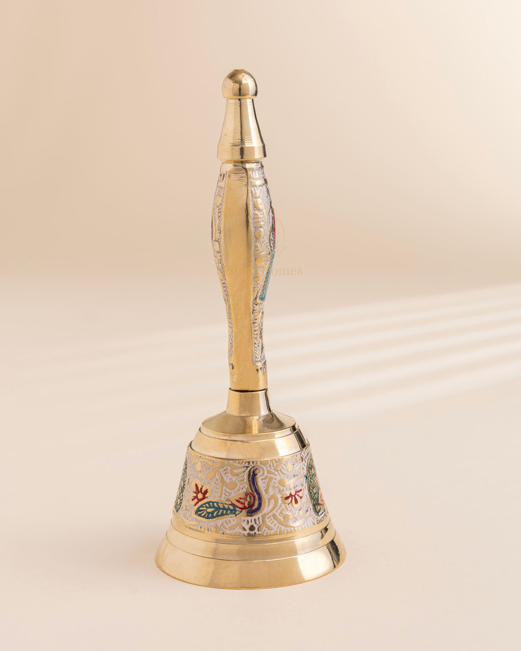 Pure Brass Peacock Meenakari Hand bell