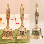 Pure Brass Peacock Meenakari Hand bell