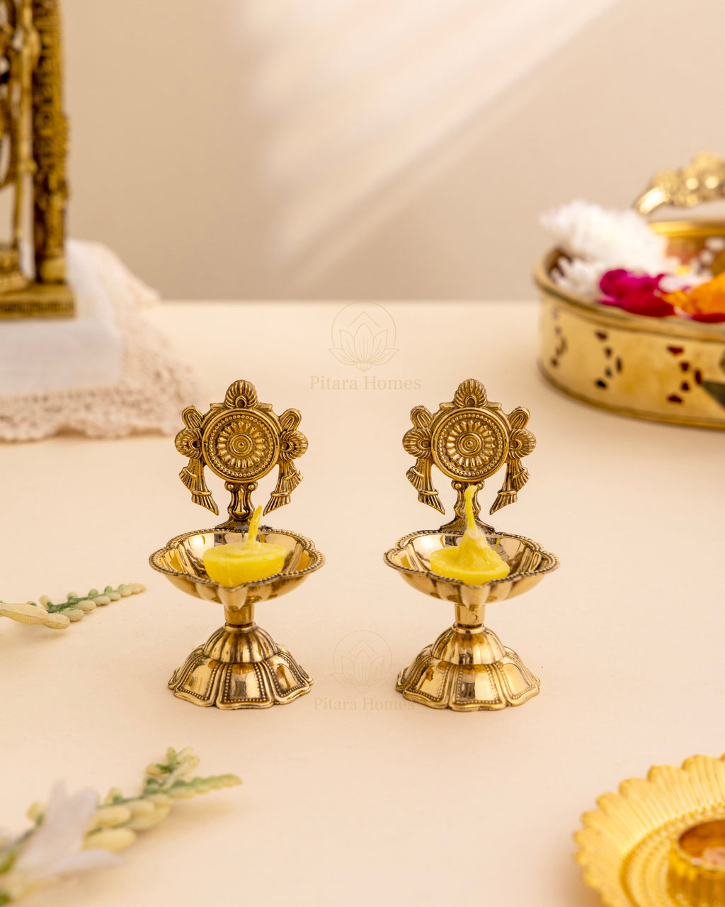 Pure Brass Chakra Deepak - 2