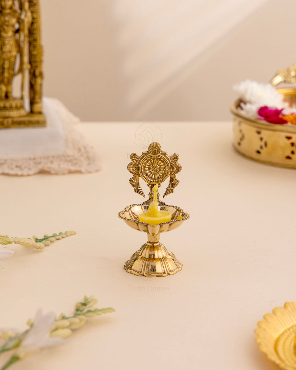 Pure Brass Chakra Deepak - 2