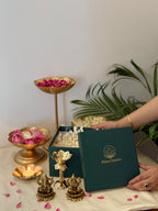 Laxmi Ganesh Idol with Lotus Diya Prosperity Set