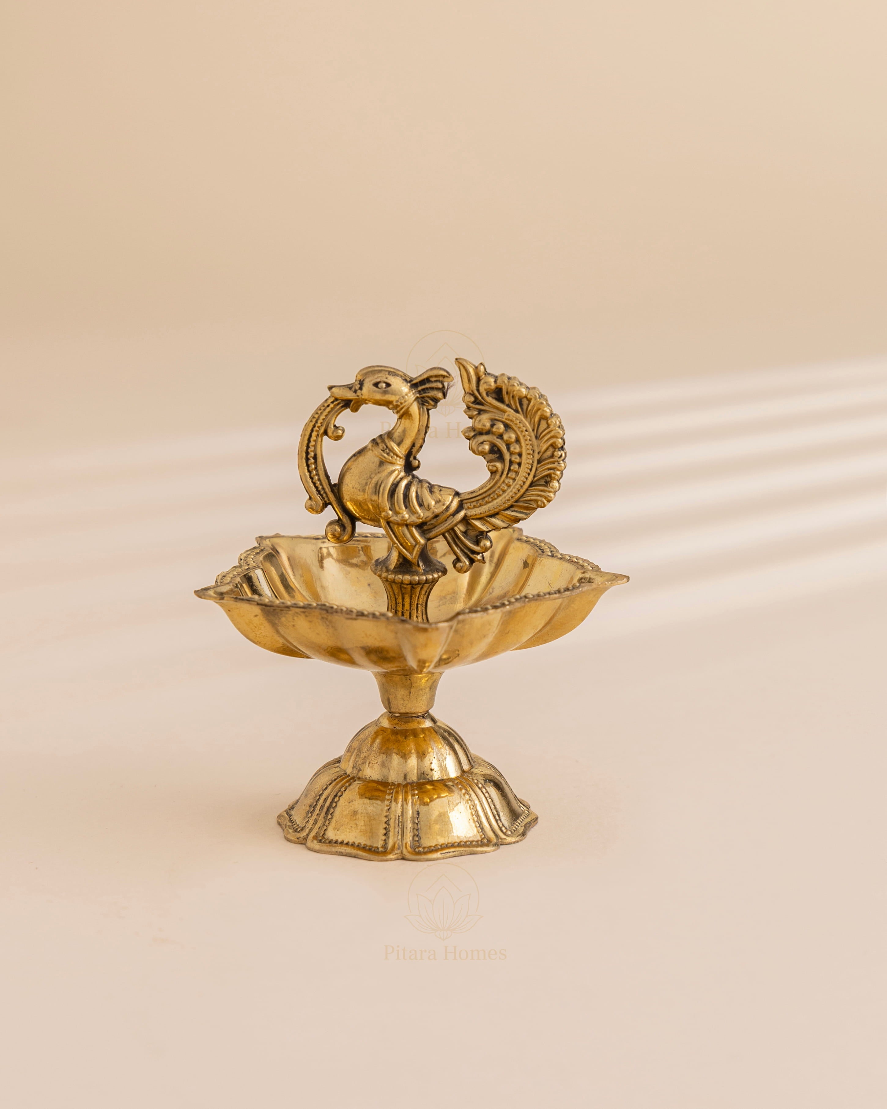 Pure Brass Peacock Deepak
