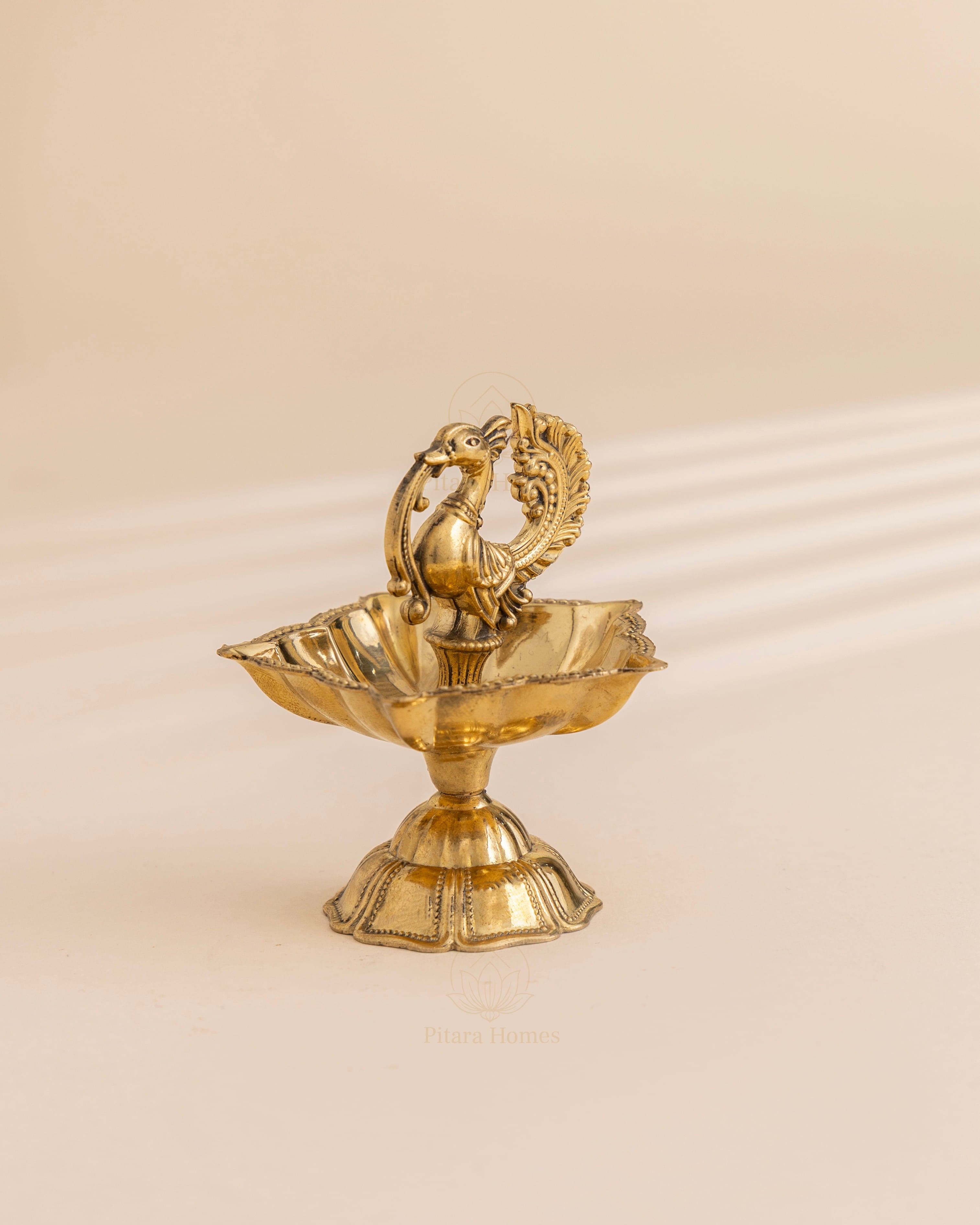 Pure Brass Peacock Deepak