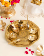 Pure Brass Flower Pooja Thali