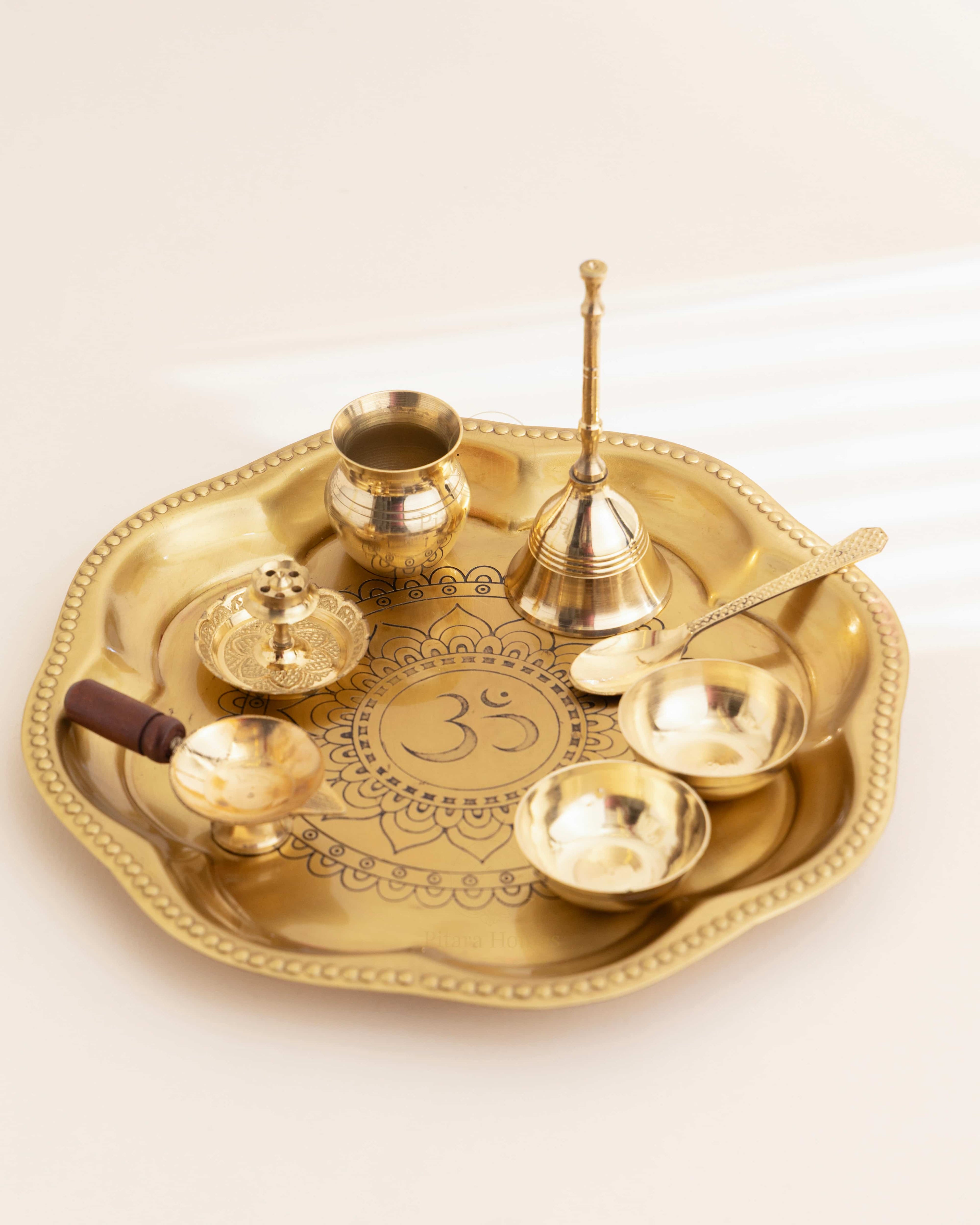 Pure Brass Flower Pooja Thali