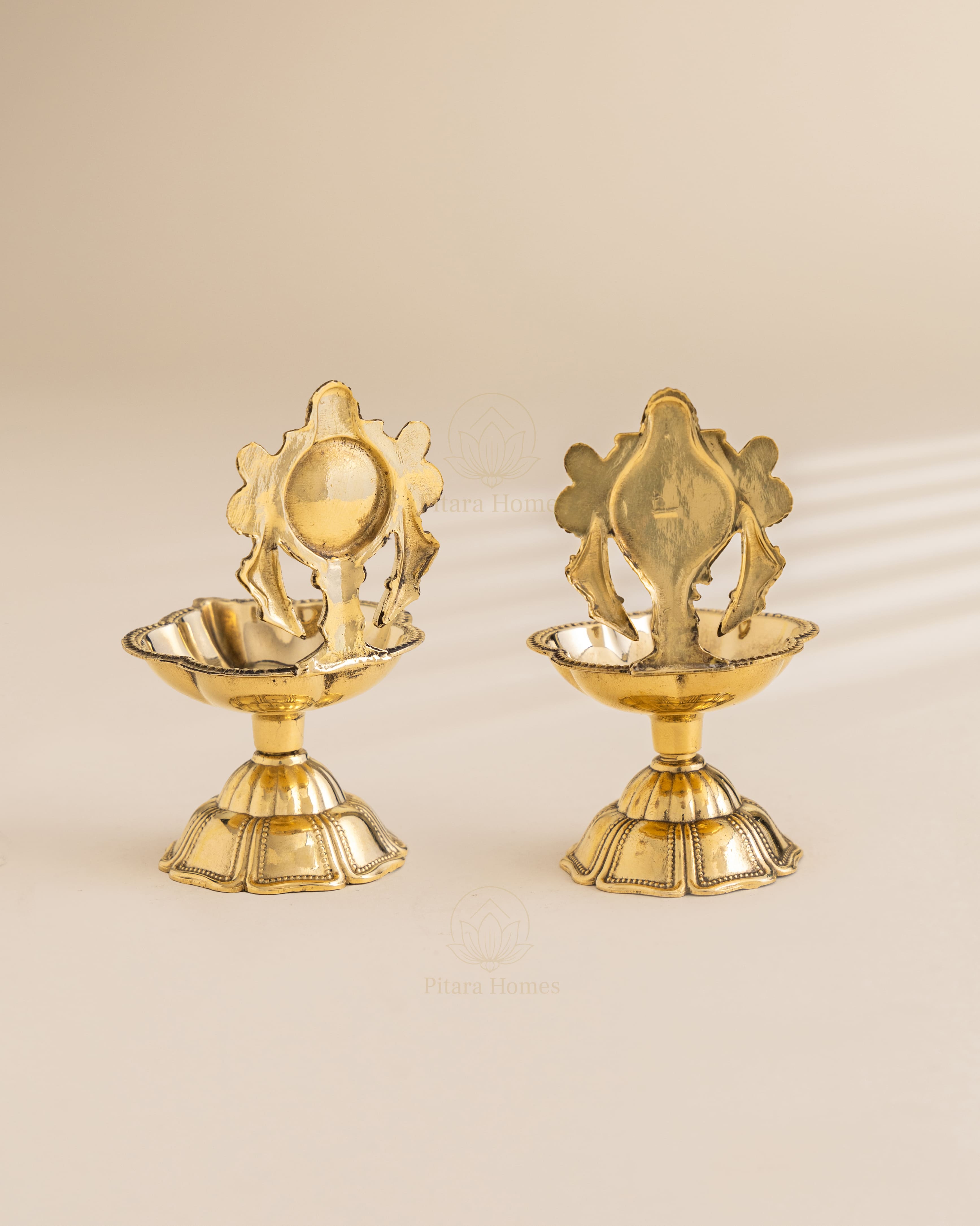 Pure Brass Shank & Chakra Deepak Set