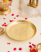 Pure Brass Etched Pooja Plate