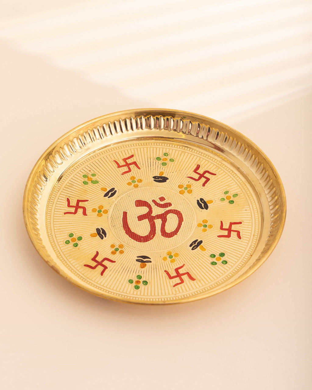 Pure Brass Om and Swastik Pooja Plate