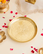 Pure Brass Etched Pooja Plate