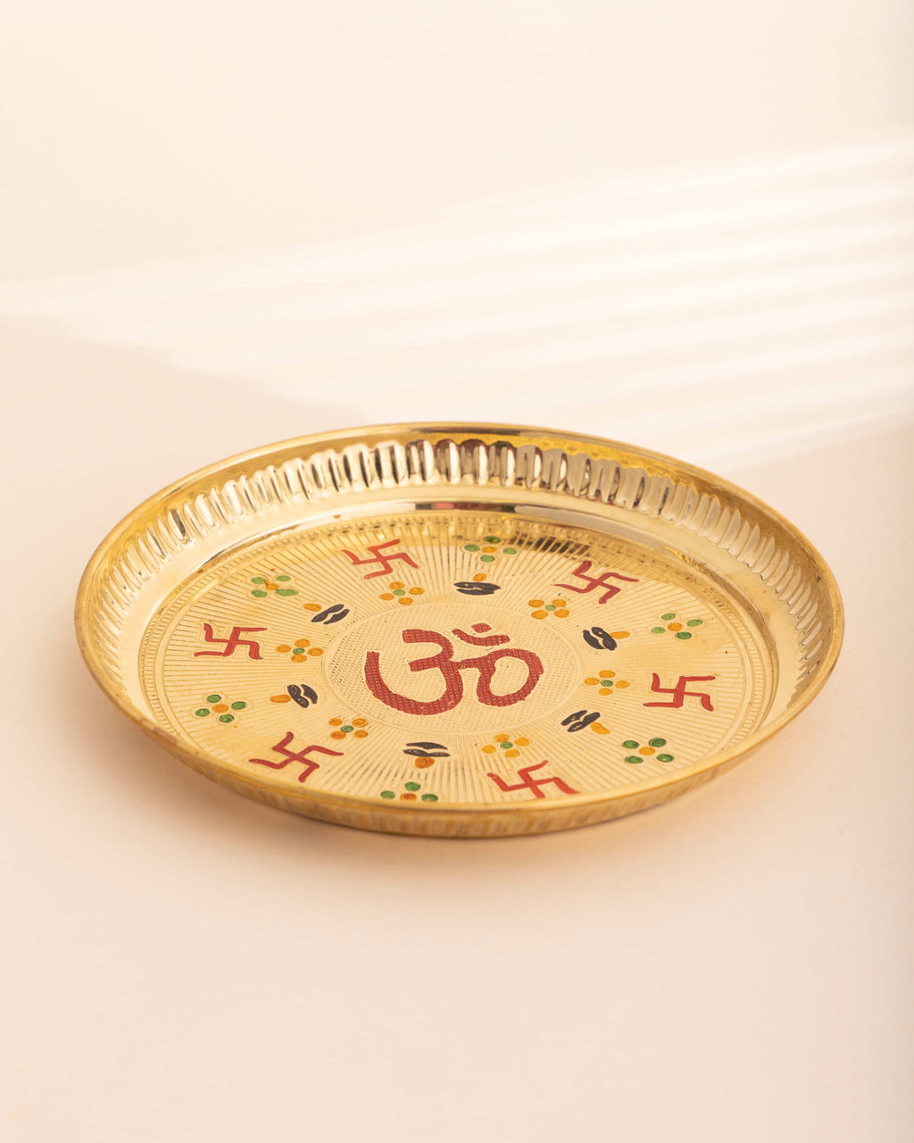 Pure Brass Om and Swastik Pooja Plate