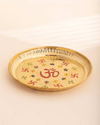 Pure Brass Om and Swastik Pooja Plate