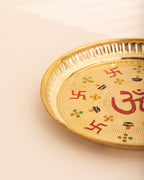 Pure Brass Om and Swastik Pooja Plate