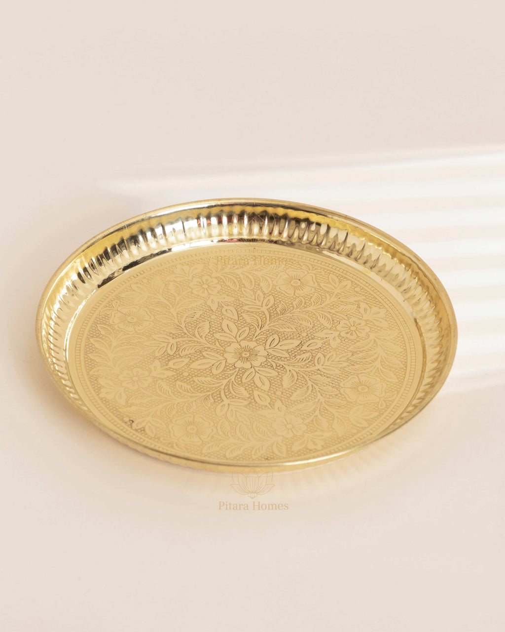 Pure Brass Etched Pooja Plate