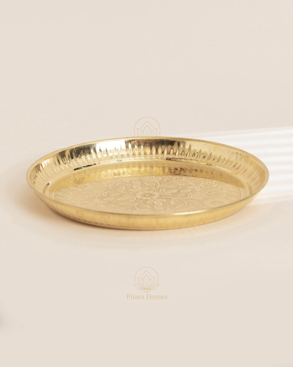 Pure Brass Etched Pooja Plate